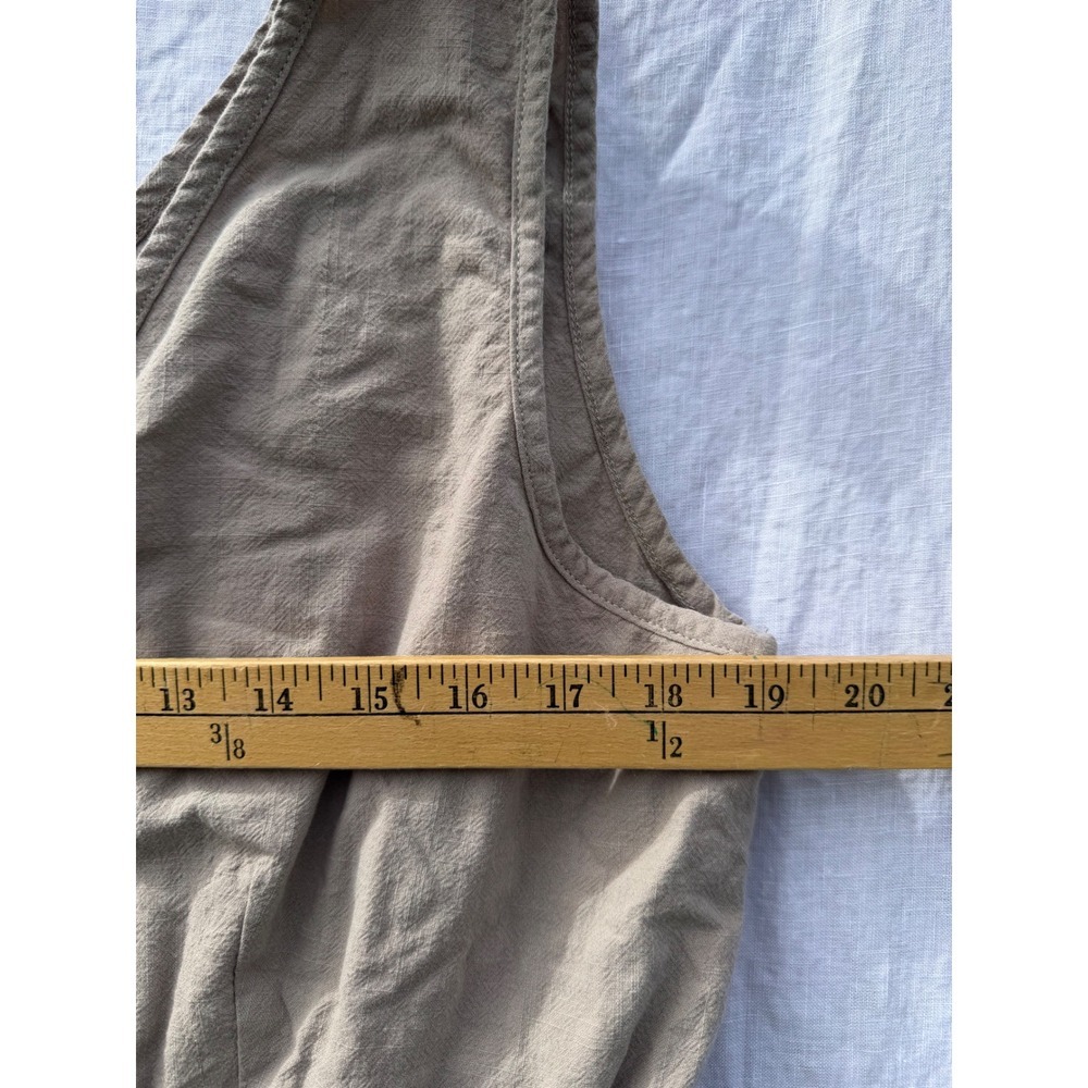 ECOWISH Jumpsuit Womens Khaki Tan Linen Blend Wide Leg V-Neck Sleeveless XL - Picture 6 of 8